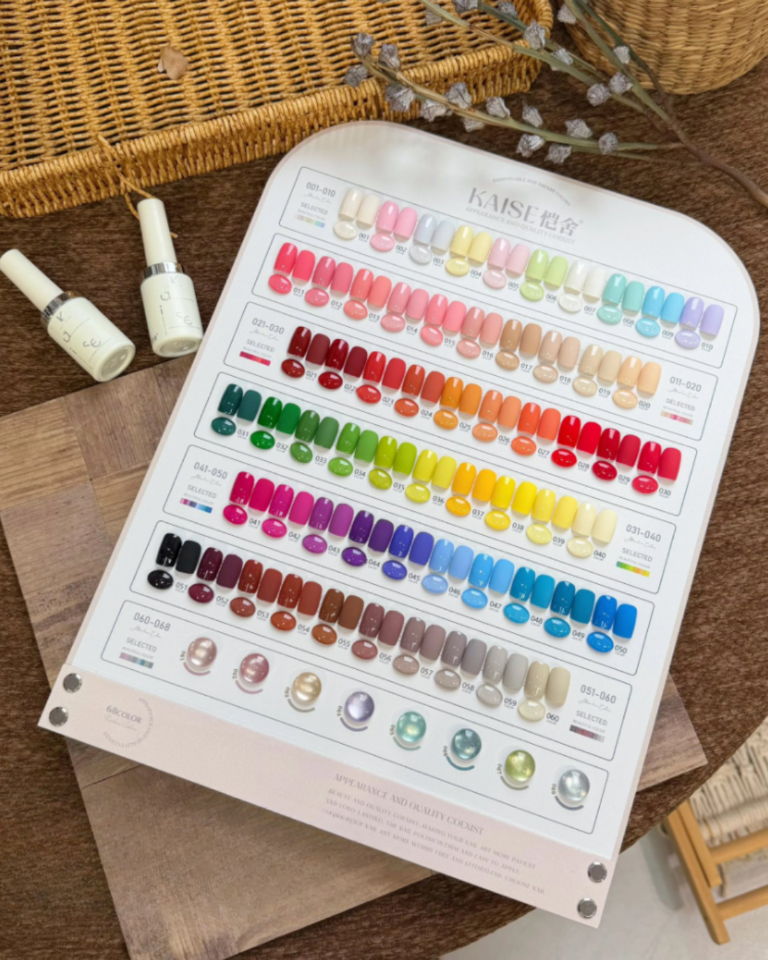 C. Sistema Profesional de Color KAISE – 68 Esmaltes con Carta Expositora de Lujo