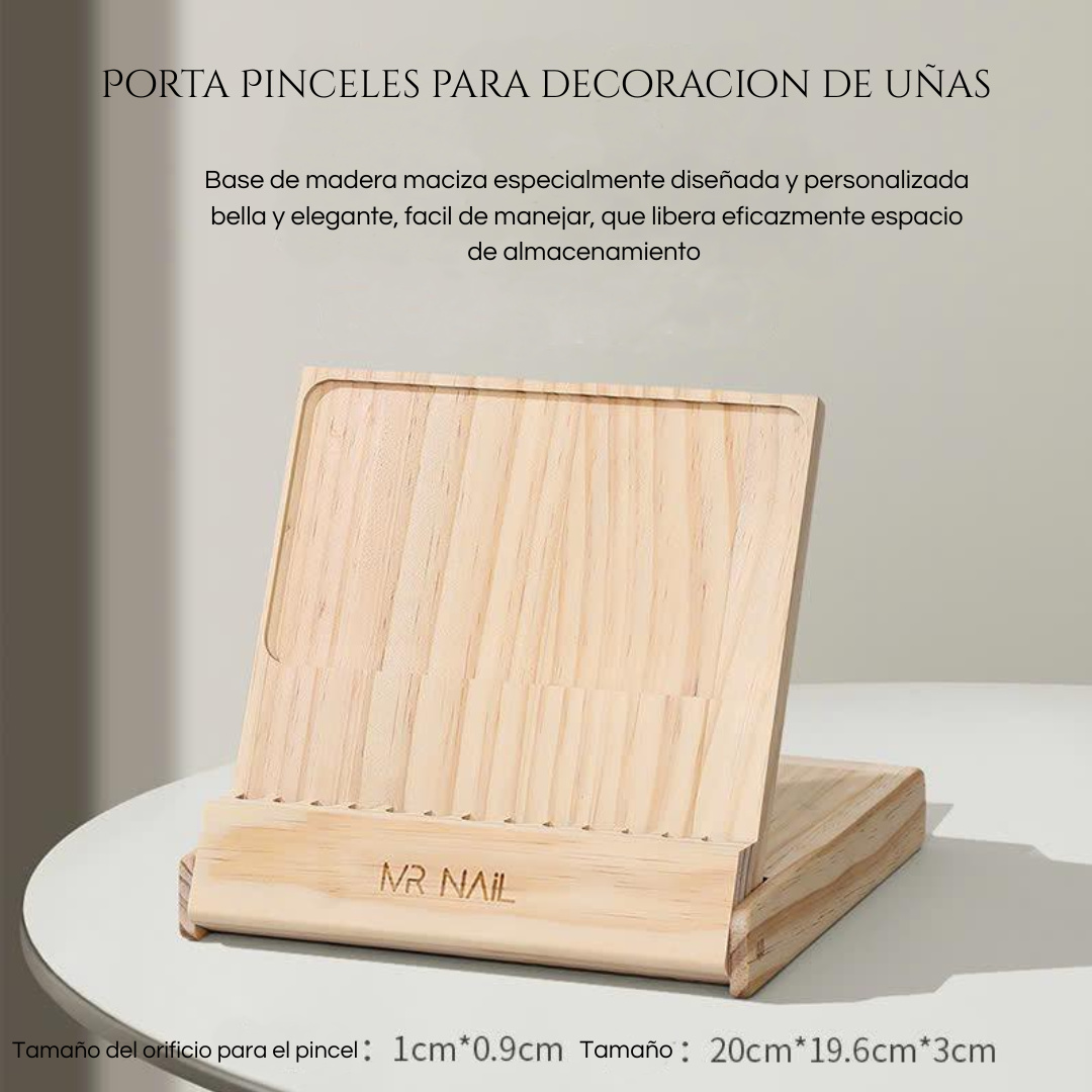 Set Profesional de Pinceles para Uñas MR NAIL – 12 piezas con estuche de madera