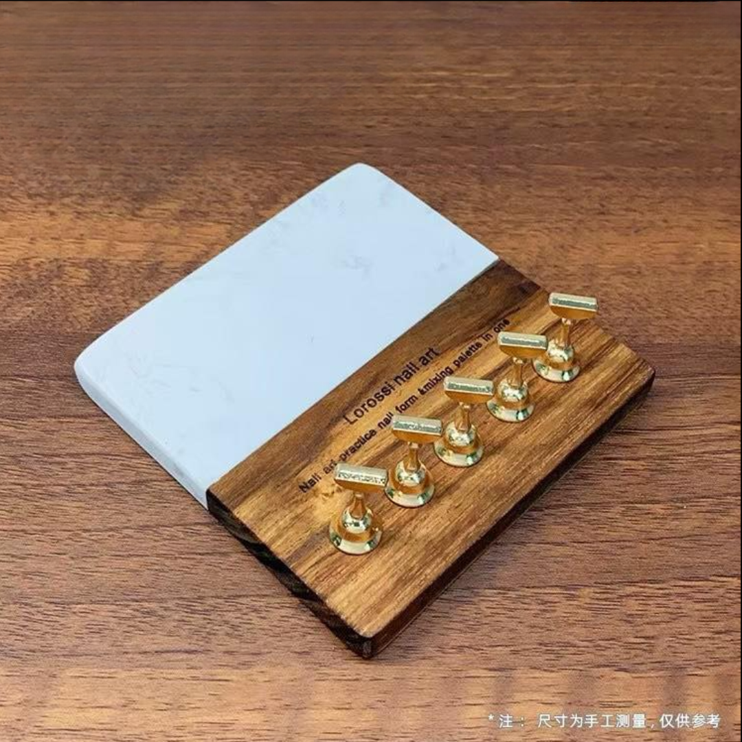 Paleta de Mezcla para Nail Art con Soportes Dorados