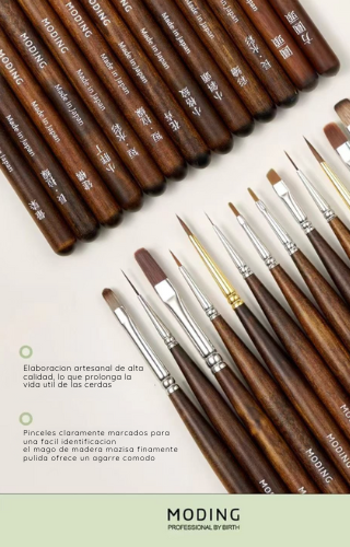 Set Profesional de Pinceles para Uñas MR NAIL – 12 piezas con estuche de madera