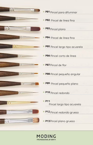 Set Profesional de Pinceles para Uñas MR NAIL – 12 piezas con estuche de madera