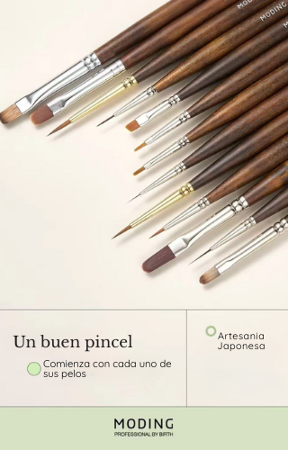 Set Profesional de Pinceles para Uñas MR NAIL – 12 piezas con estuche de madera